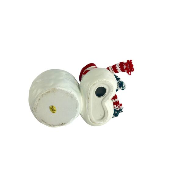 Vintage Ceramic Snowman Couple Planter with Scarves Christmas Vase Holiday Decor - Picture 4 of 15